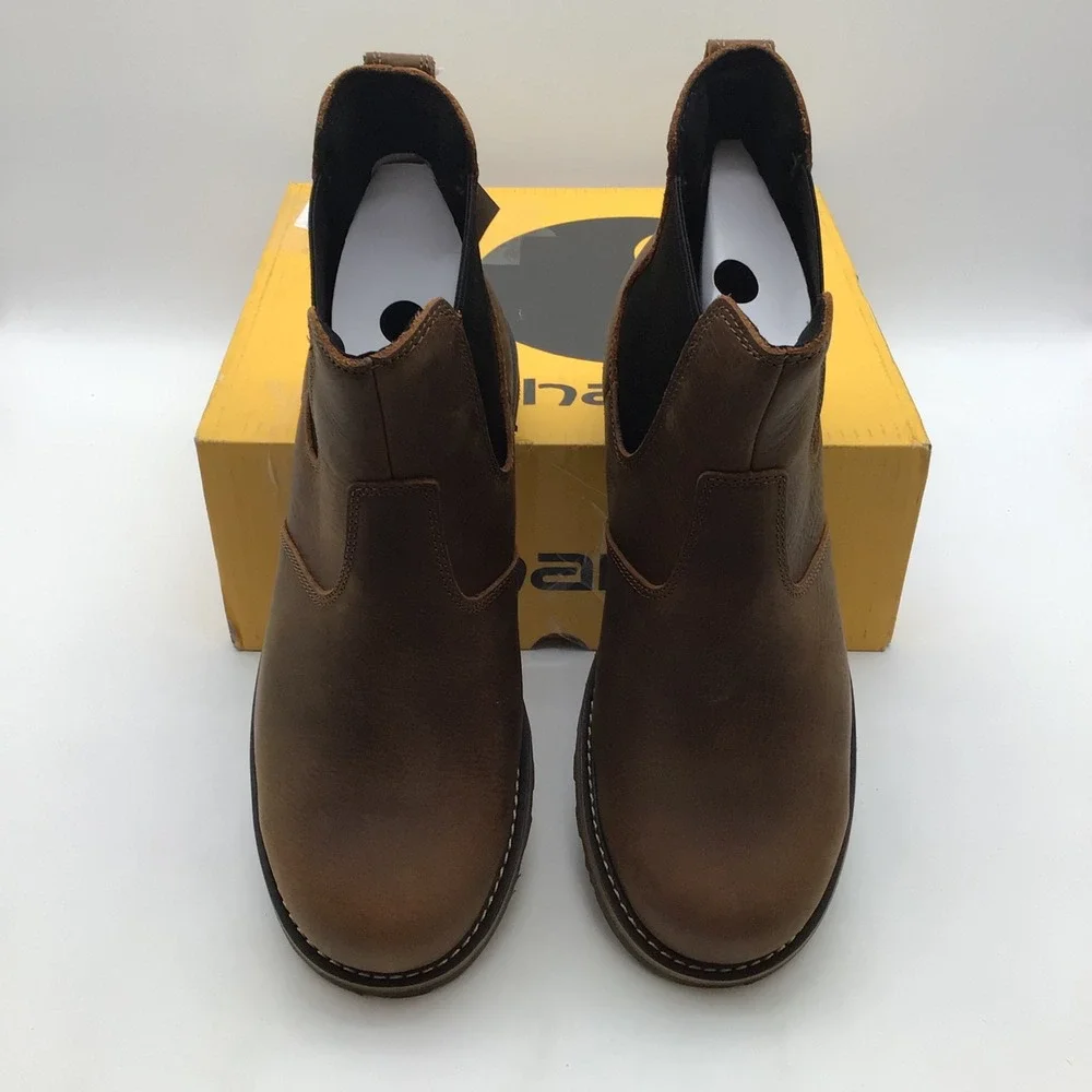 Carhartt Frontier Steel Toe Chelsea Work Boots Brown Leather Mens Size 11 W NEW